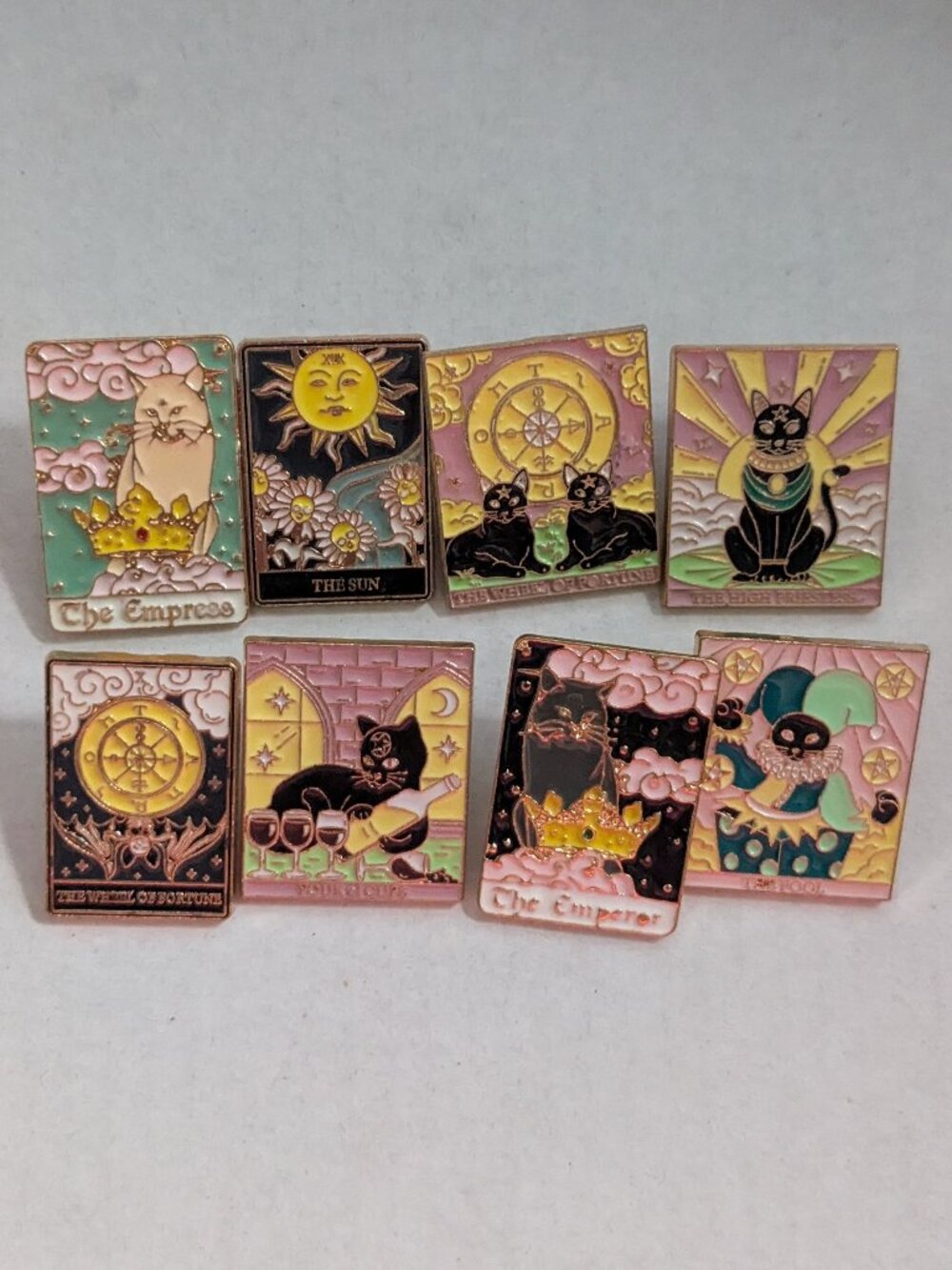 Lot (8) Mixed Lot Enamel Metal Tarot Card Lapel Tac Pins